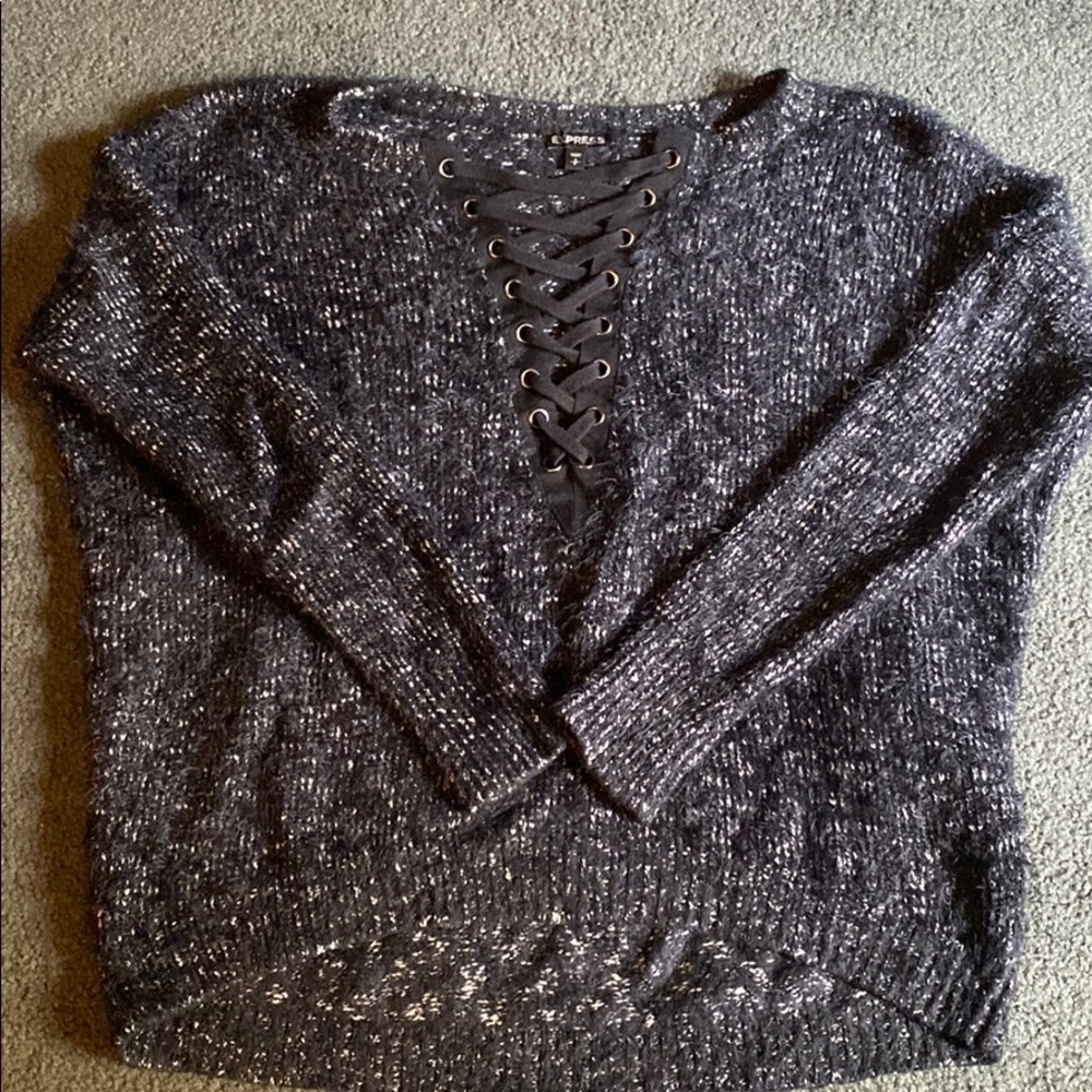 Express sweater with lace detail